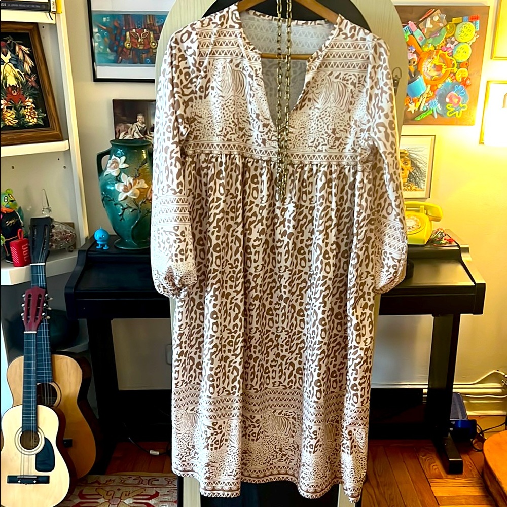 LAST CALL Vintage Leopard Print Boho Dress